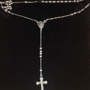 Sterling Silver Rosery Cross Necklace